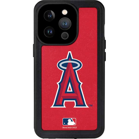 MLB Los Angeles Angels - Solid Distressed iPhone 15 Pro Waterproof Case